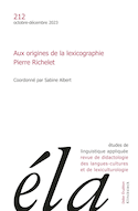 Études de linguistique appliquée, no 212